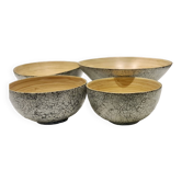 Set of 4 hand-painted bamboo salad bowls