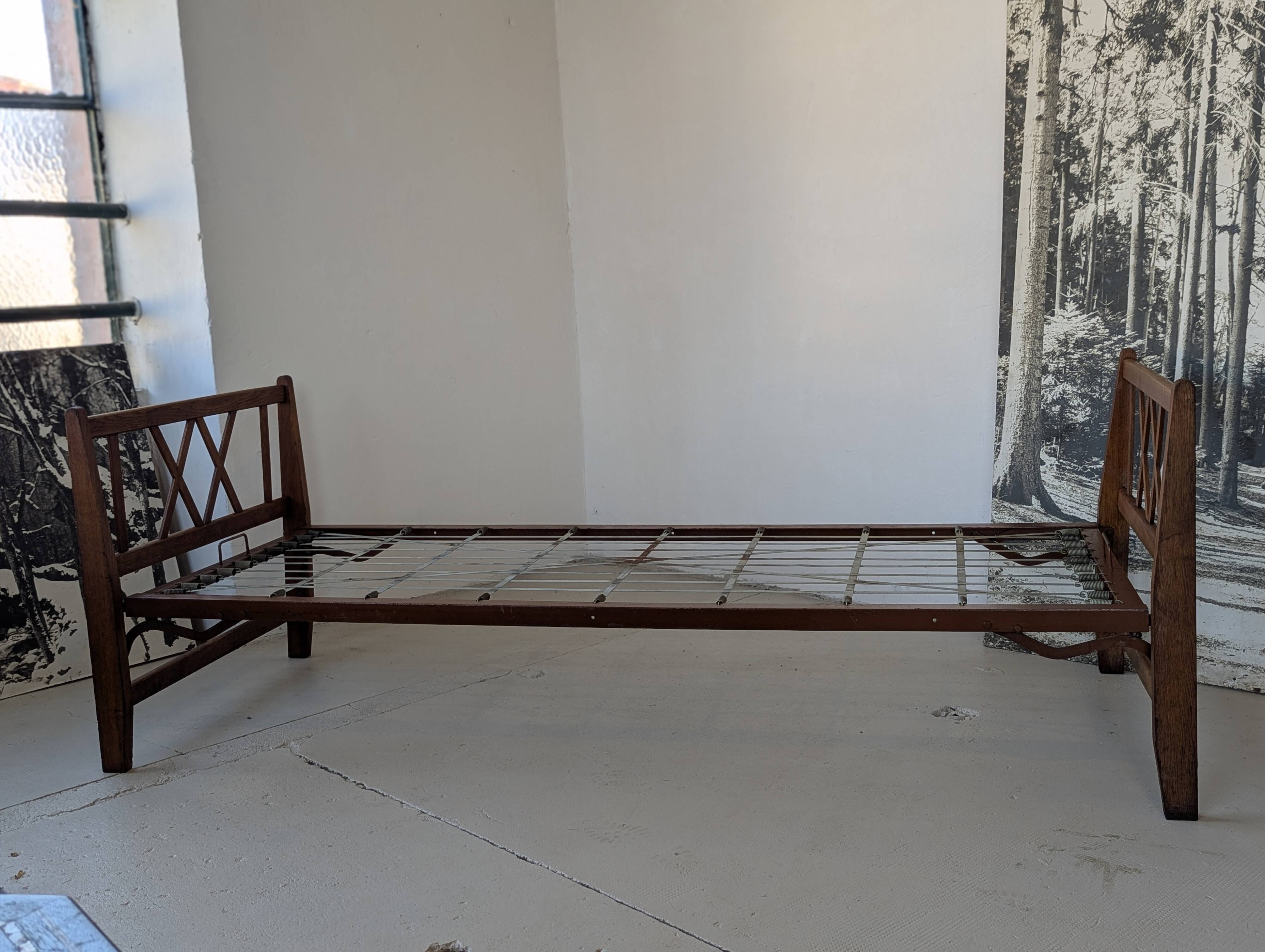 Bed, daybed, style reconstruction, in oak, 1950s.