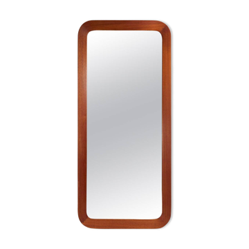 Mid-century modern sculptural wall mirror, teak, crystal glass, Glas & Trä, 1960s