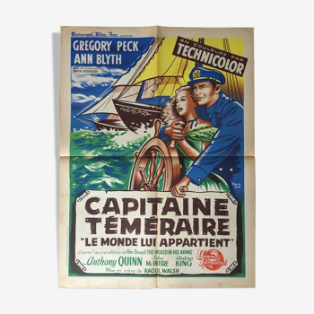 Affiche cinéma "Capitaine Téméraire" Gregory Peck, Marin