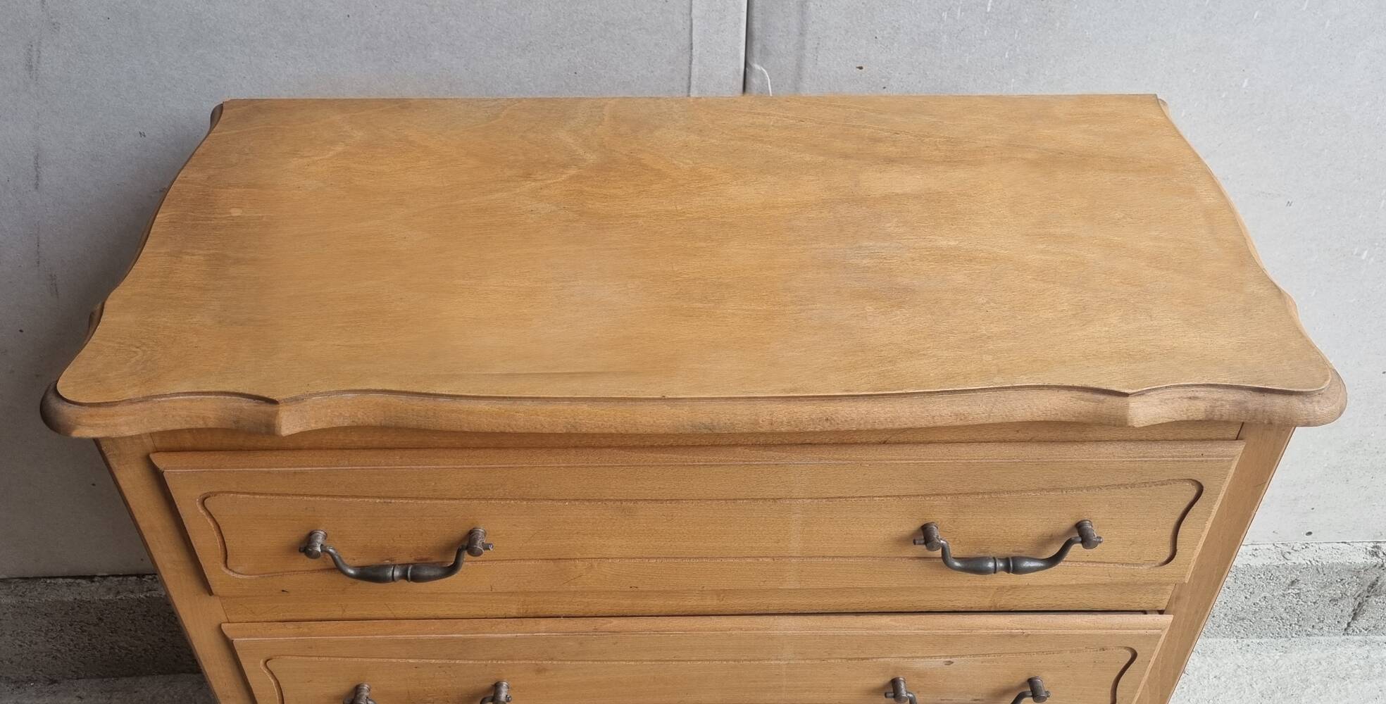 Louis XV style chest of drawers, in blond wood, vintage 60s