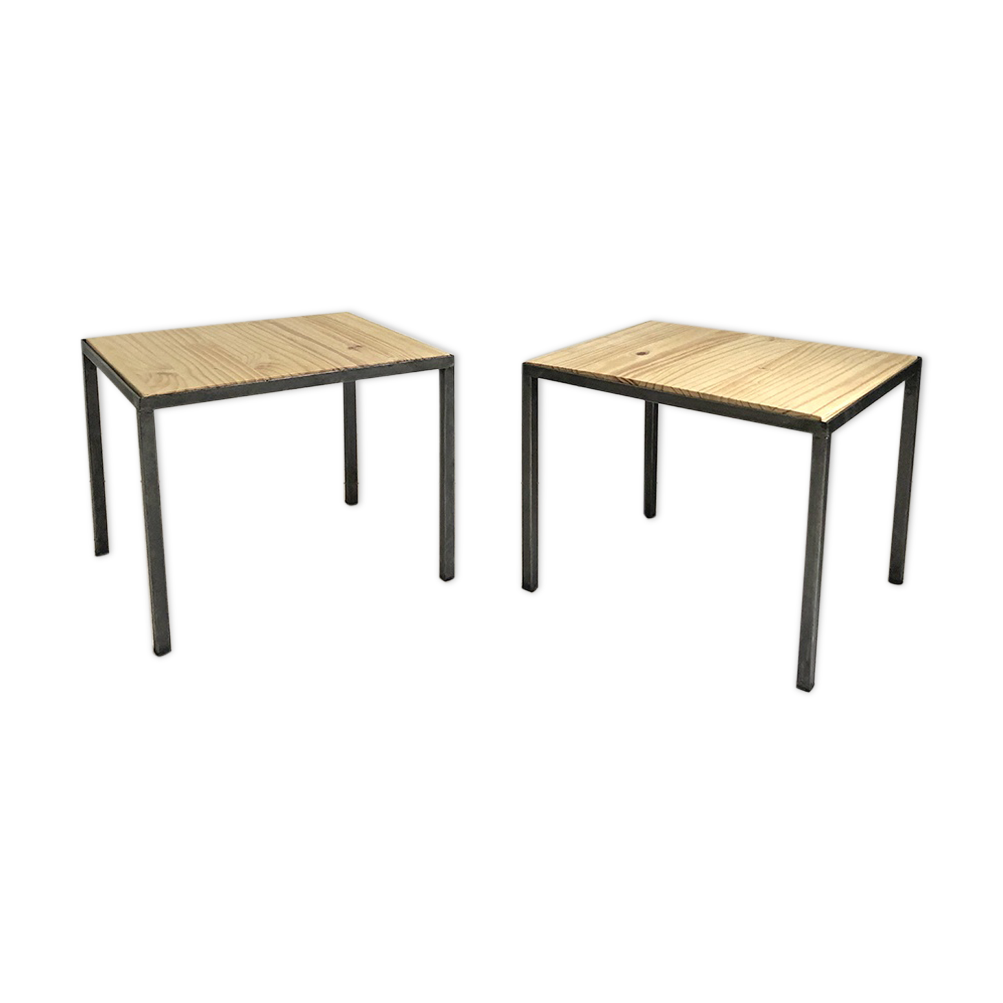 Pair of vintage industrial bedside