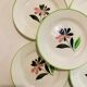 X5 small plates floral pattern glass Digoin sarreguemines Rustic -France -retro-vintage