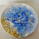 Ceramic plate / dish blue enamelled decoration, circa 1970