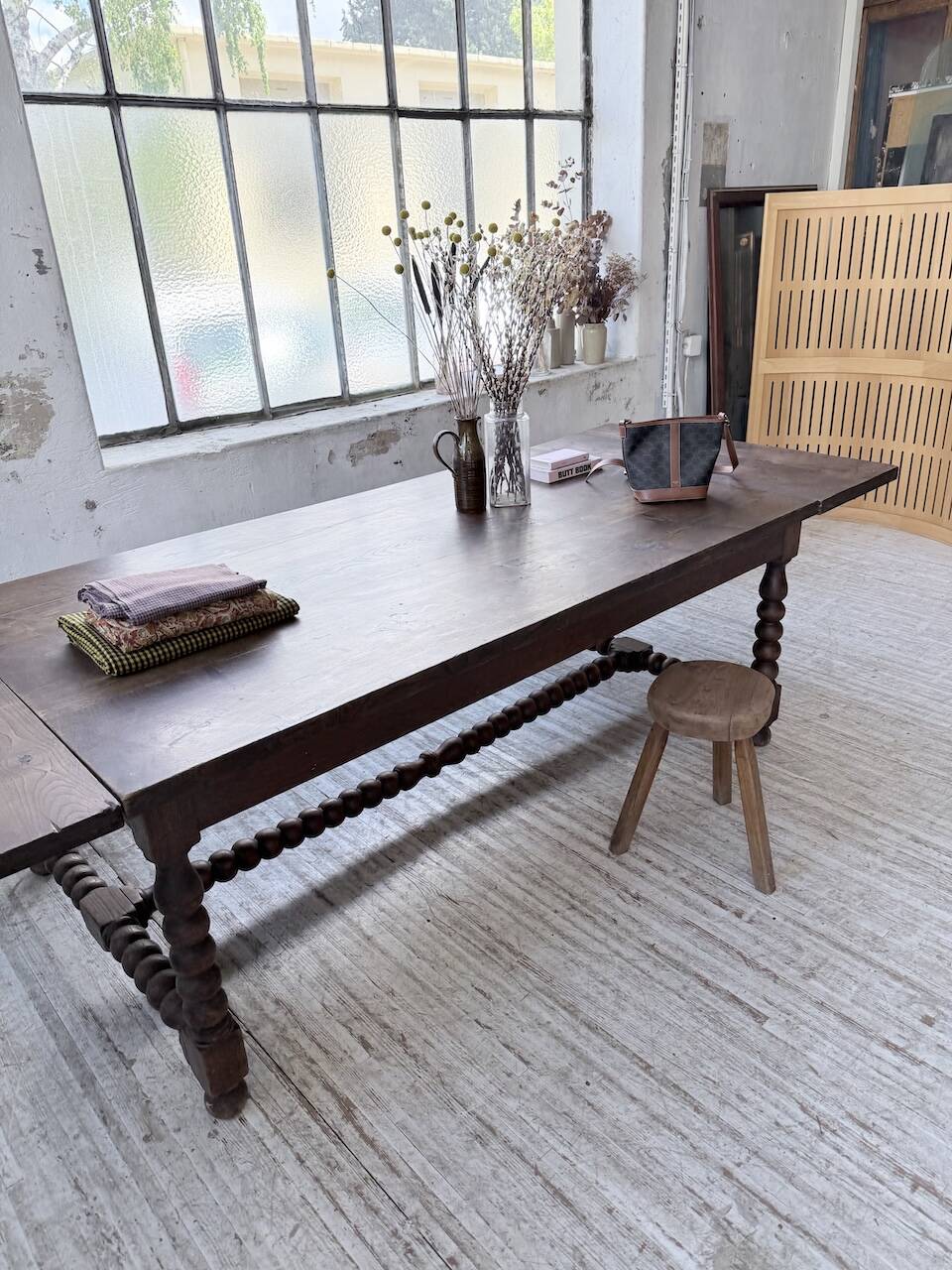 Solid oak table 1900 drapery style XL 280cm with extensions