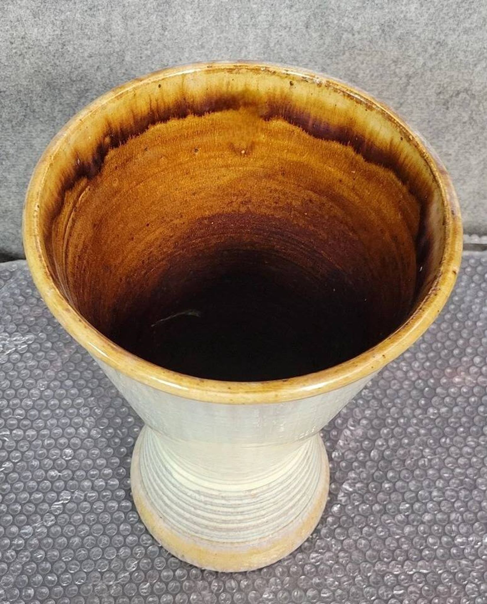 Céramique de Puisaye : Georges Robin / vase brutaliste diablo 1950