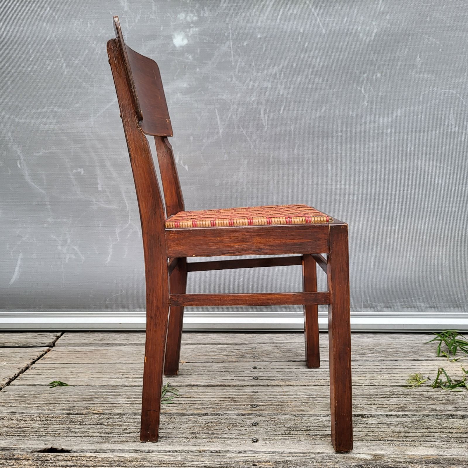 Set de 2 chaises bistrot 1950 bois et rotin