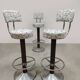 Italian bar stools in boucle fabric by Pedrali, 1970.