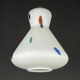 Mid-century Murano opaline glass pendant lamp by Stilnovo, 1950s.
