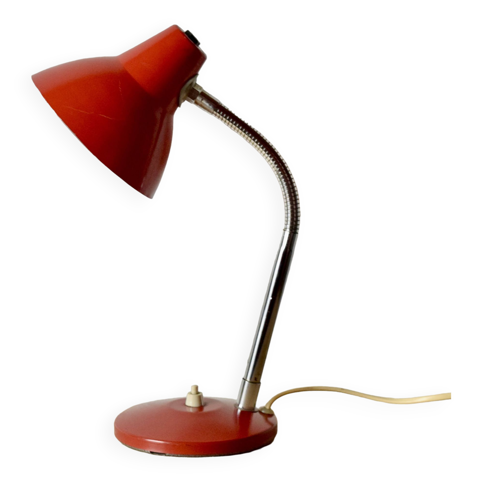 Vintage desk or bedside lamp - red metal