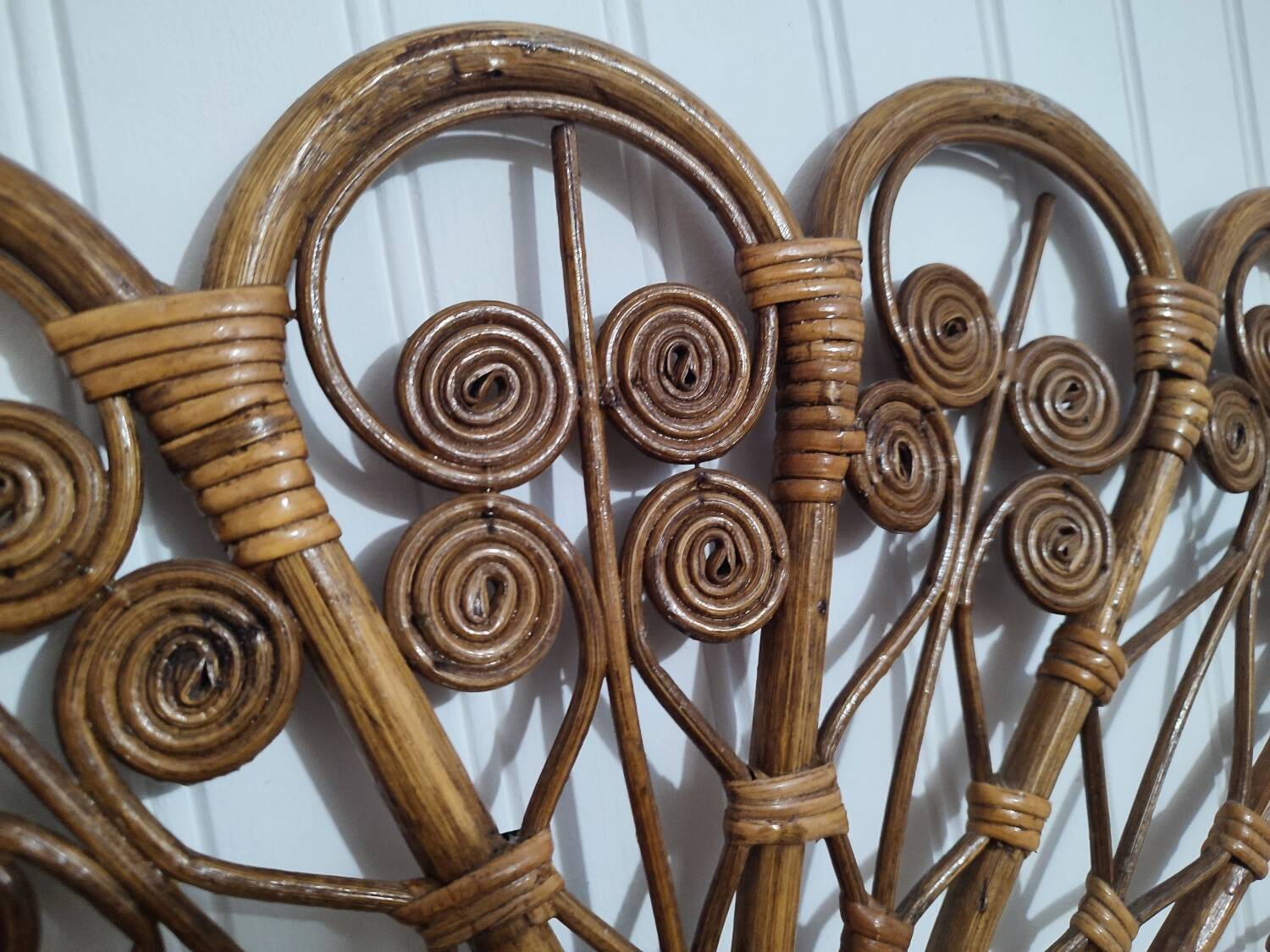 Vintage rattan “Peacock” headboard