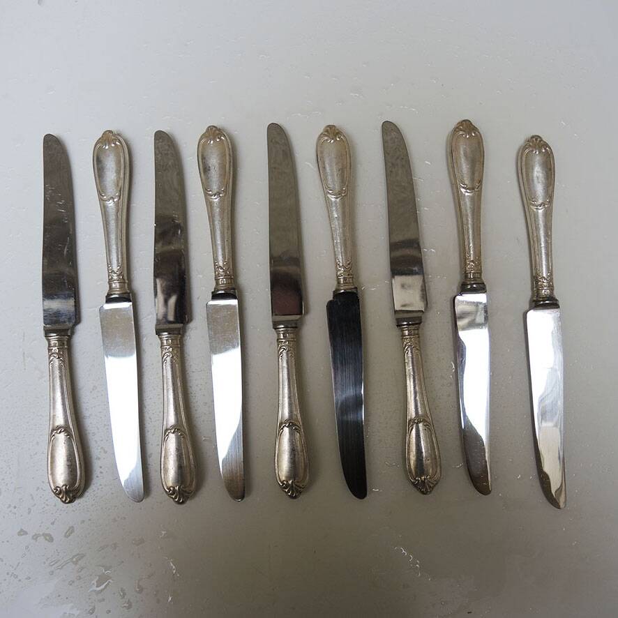 9 old stainless steel knives by Grossmann