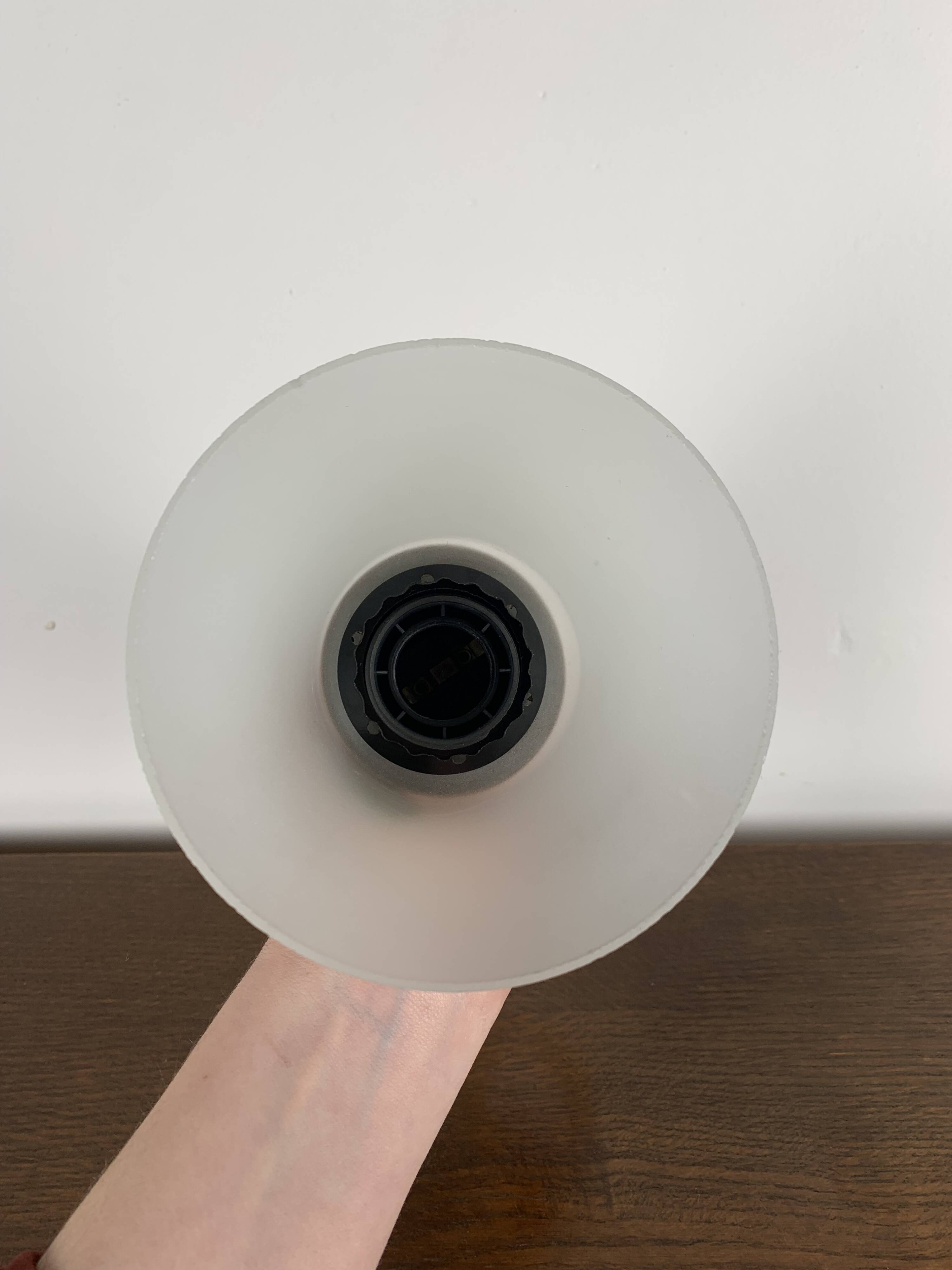 Glass and teak pendant light, es horn danmark