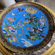 Asie XIXeme :  coupe cloisonnée sur talon en bronze doré