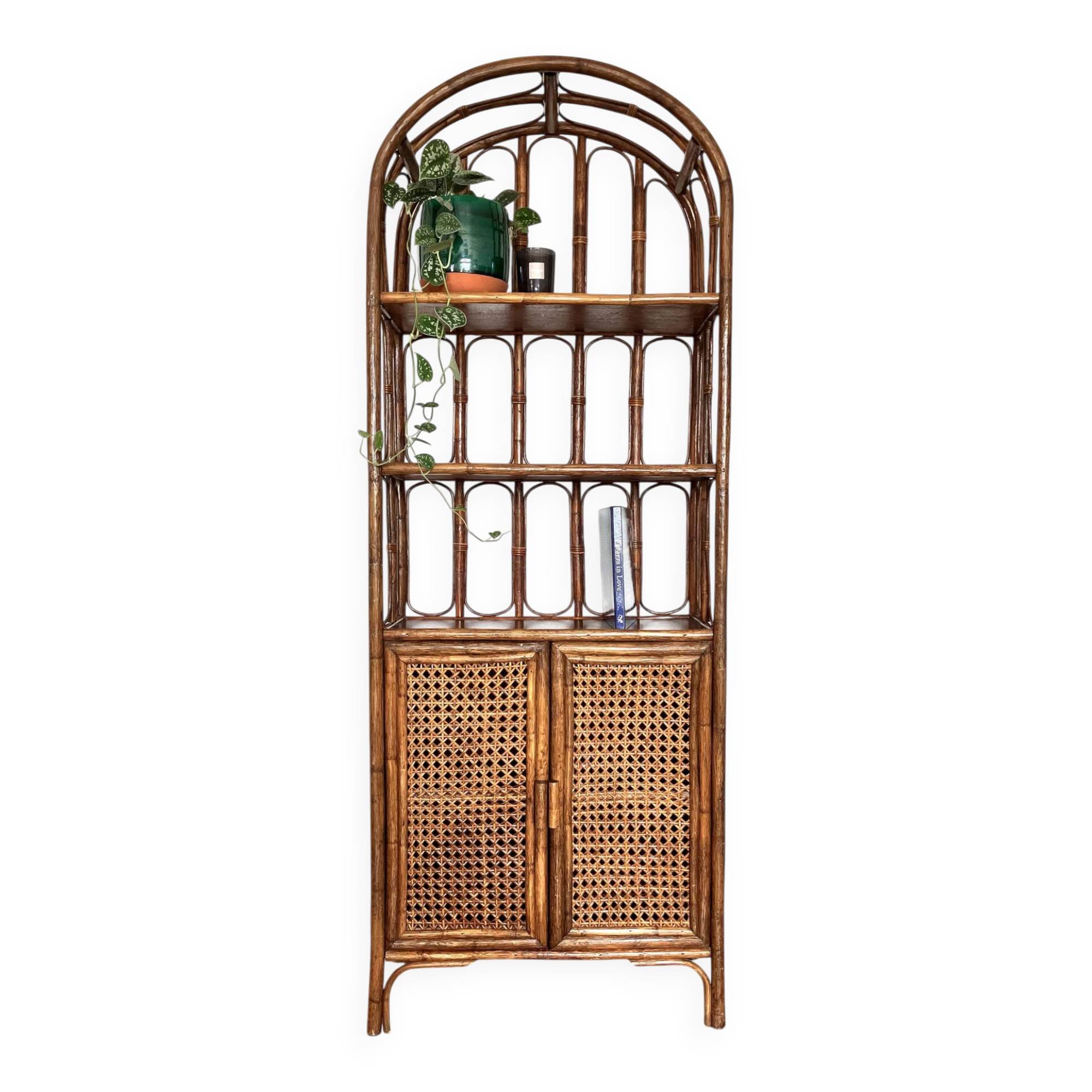 Bamboo rattan bookshelf