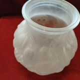 Molded glass vase decorated with fruit