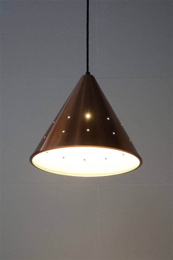 Mid-century cone pendant lamp / copper / aluminium / Danish modern design / 1960s