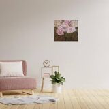 Peony bouquet painting signed and delivered with its certificate