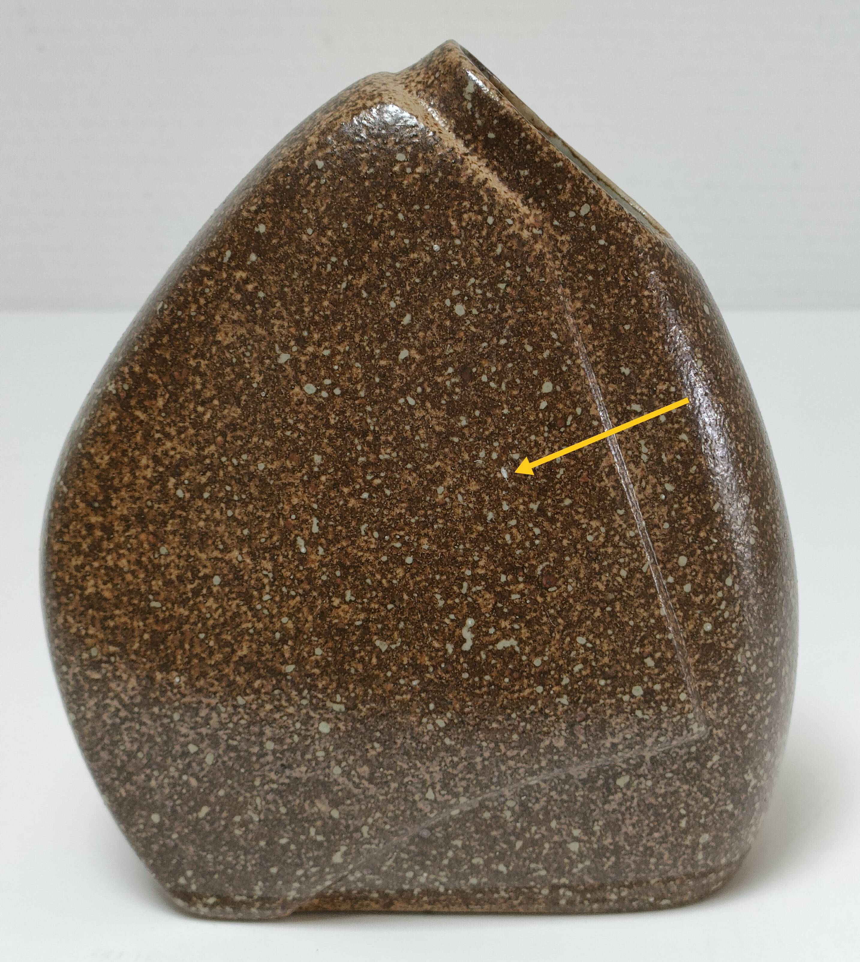 Flat enamelled stoneware vase 80s design