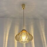 Vintage pendant lamp with amber glass shade