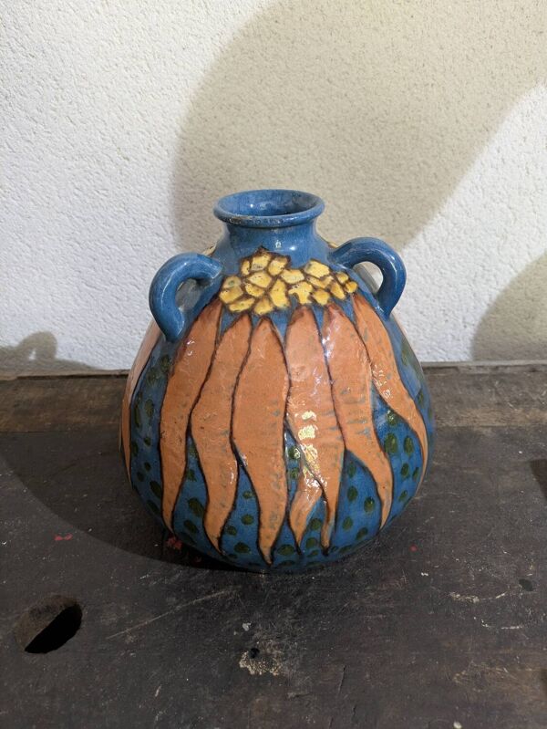 Vase céramique Émile Simonod – Art déco – Pièce rare