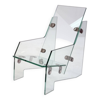 Chaise design rare entièrement en verre trempé