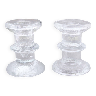 Pair of Scandinavian glass candlesticks