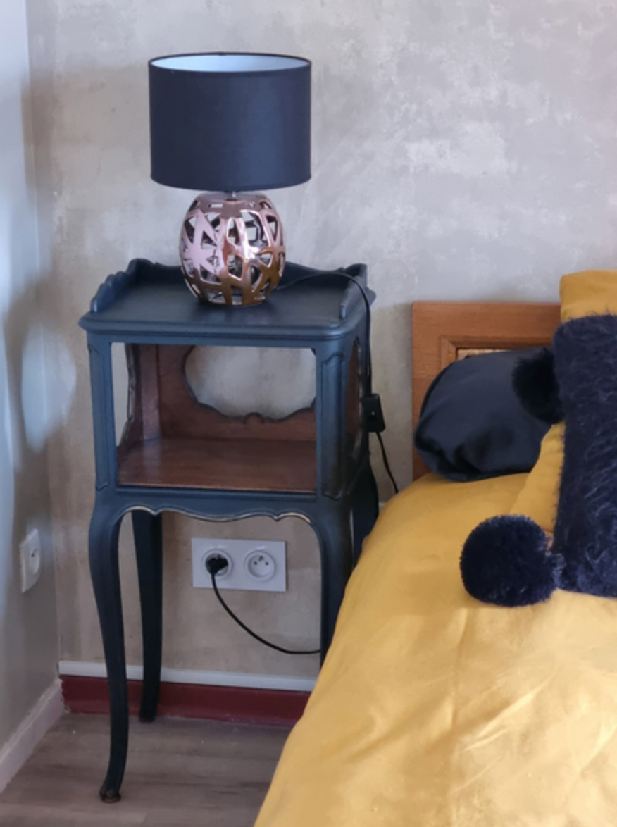 Pair of vintage bedside tables, 60s, Louis XV style, revamped