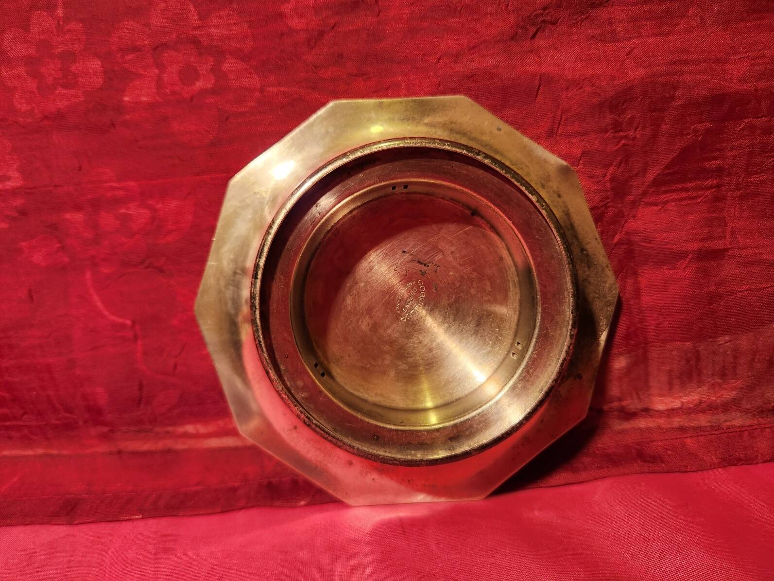 Coquillor butter dish, registered Made in France, hallmarked