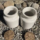 2 pots in speckled enamelled stoneware