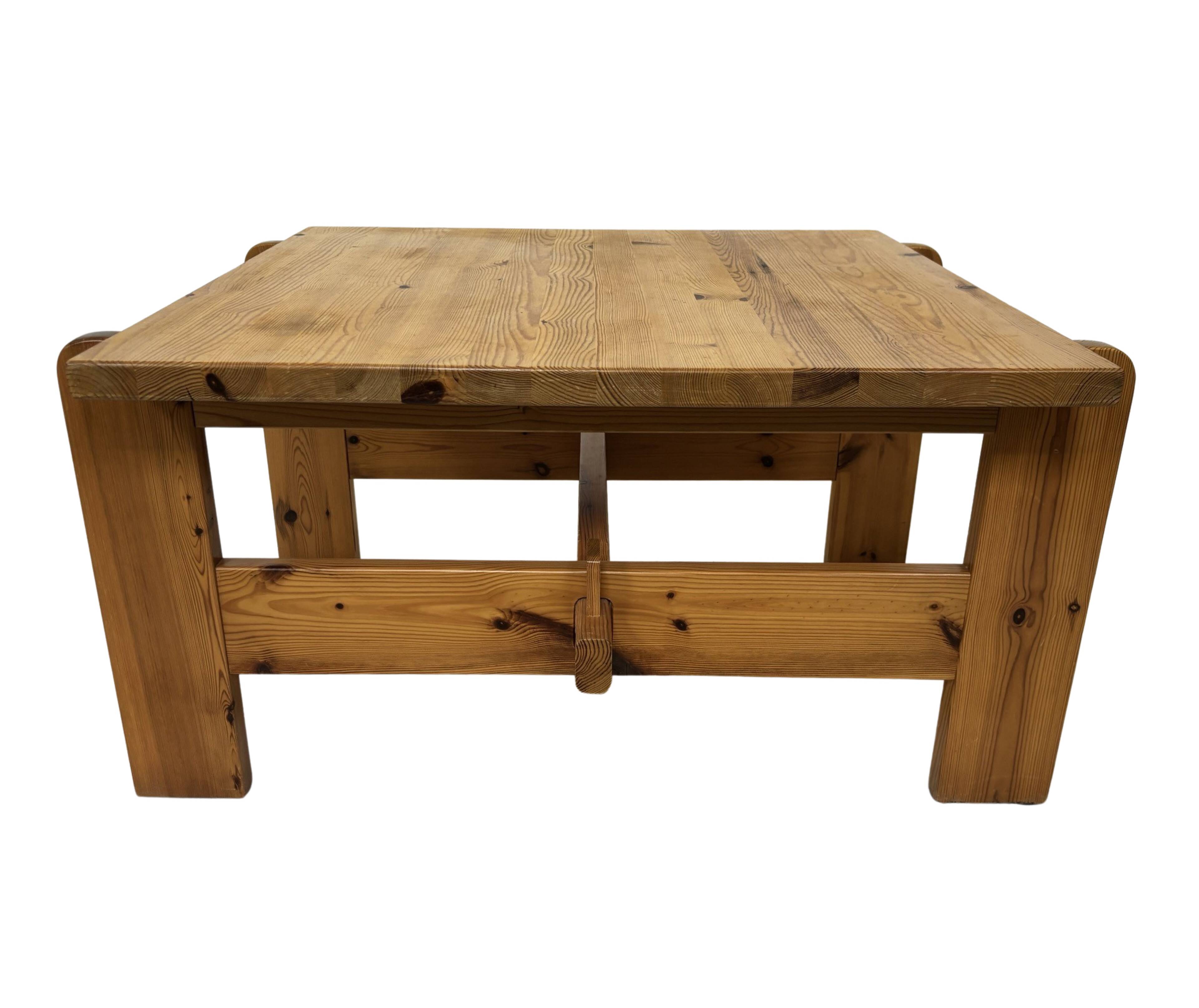 Vintage coffee table pinewood minimalist 1970s design