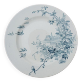 Ancienne assiette à dessert faïencerie de gien : décor paysages