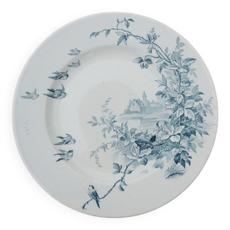 Old faïencerie de gien dessert plate: landscape decor