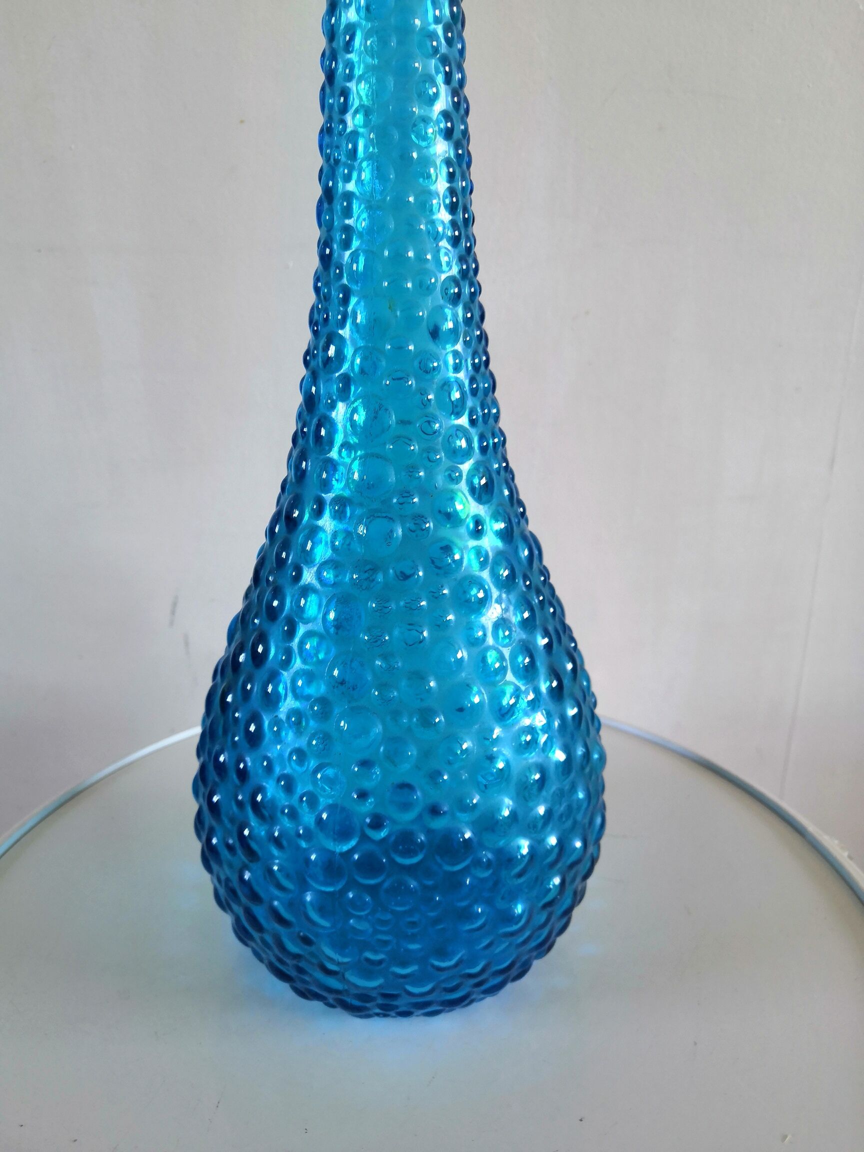 Carafe italienne en verre d'Empoli couleur bleue design années 60 - 70