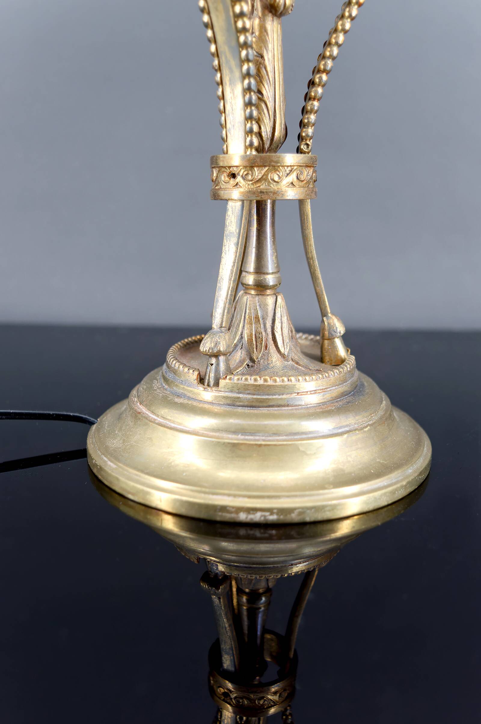 Neoclassical Lamp, Ostrich Egg & Bronze Animal Mount, c. 1900
