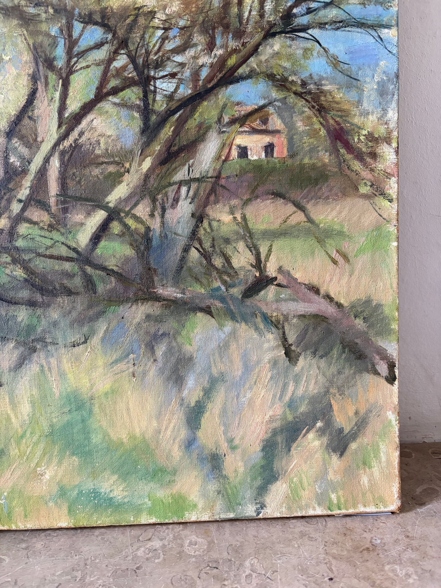 Paysage de forêt, huile sur toile signée Taquoy