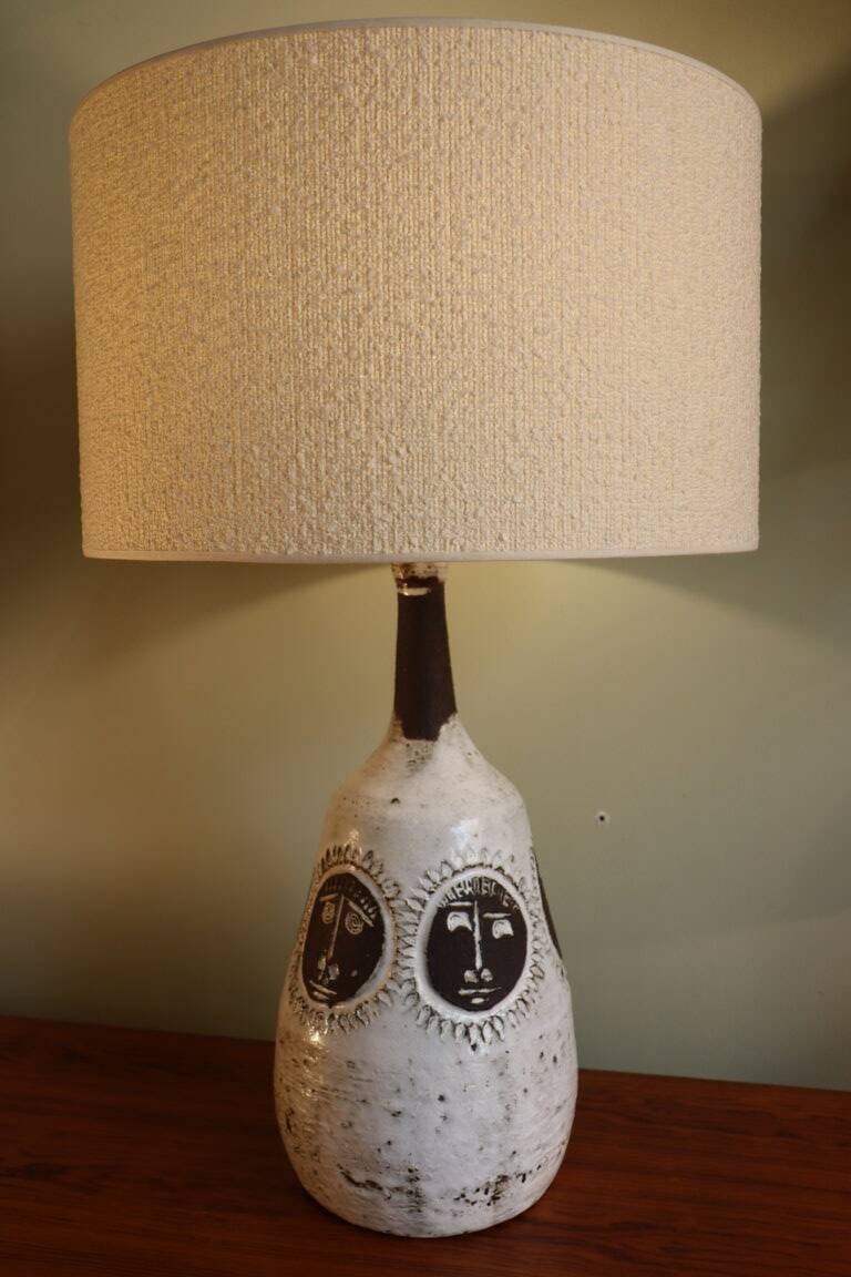 Enamelled ceramic table lamp by Albert Thiry, Vallauris 1960