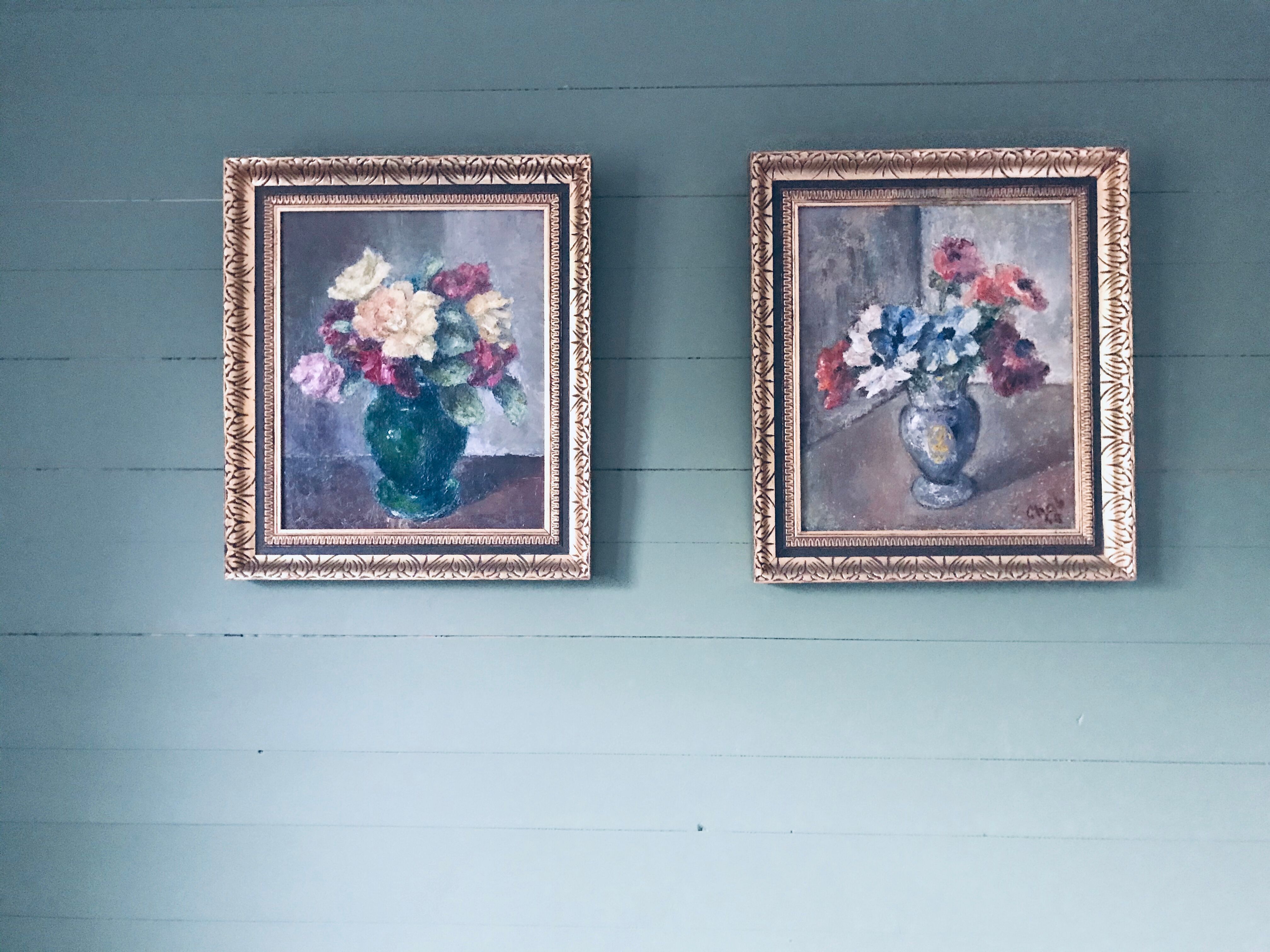 Old painting signed bouquet