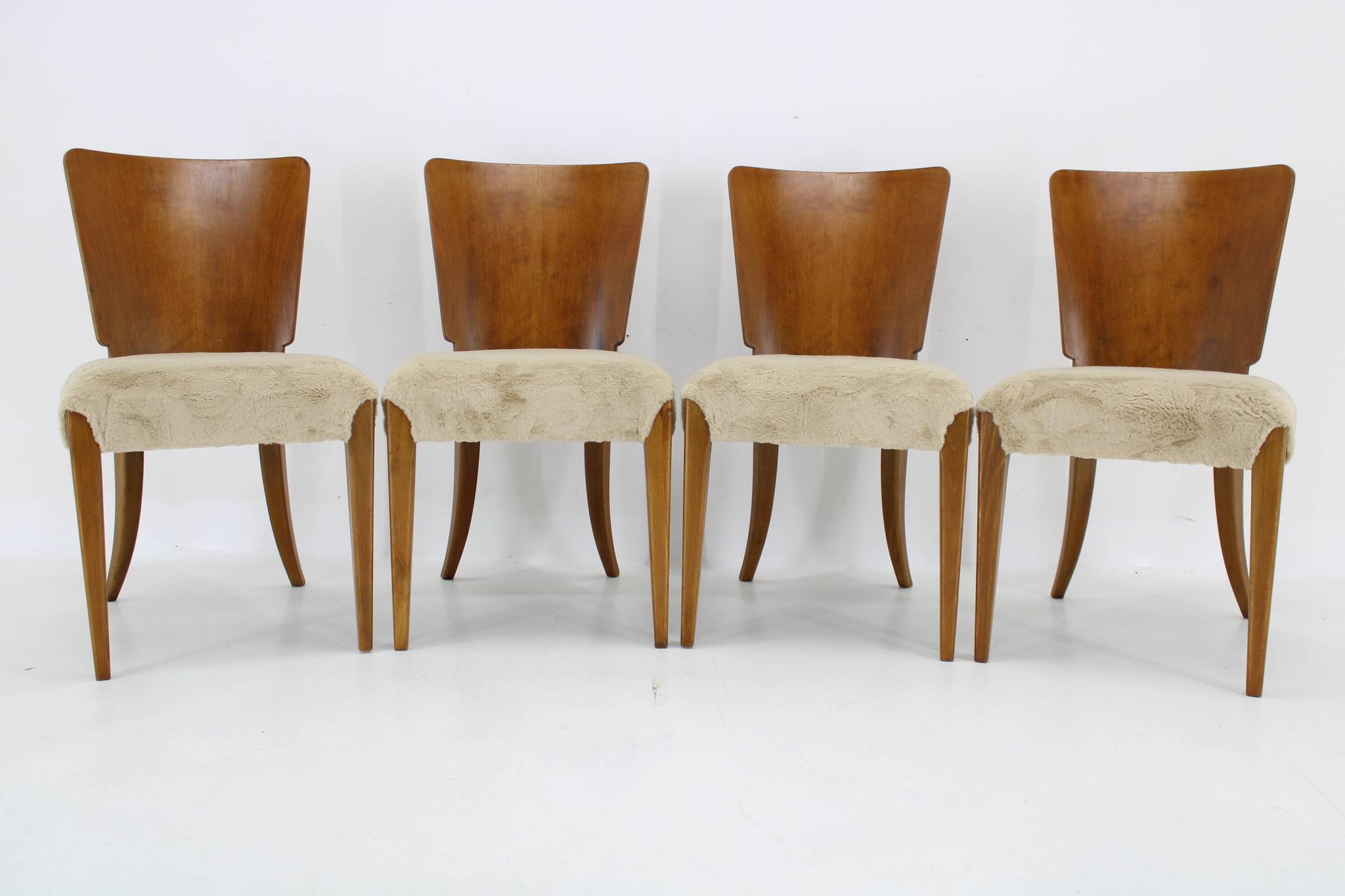 1950s  Jindrich Halabala Dining Chairs H-214 for UP Závody, Set of 4