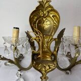 Paire d’appliques bronze et cristal