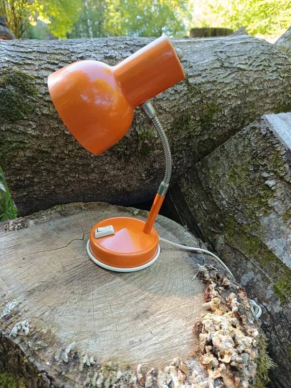 Vintage orange metal bedside lamp from the 60s / 70s