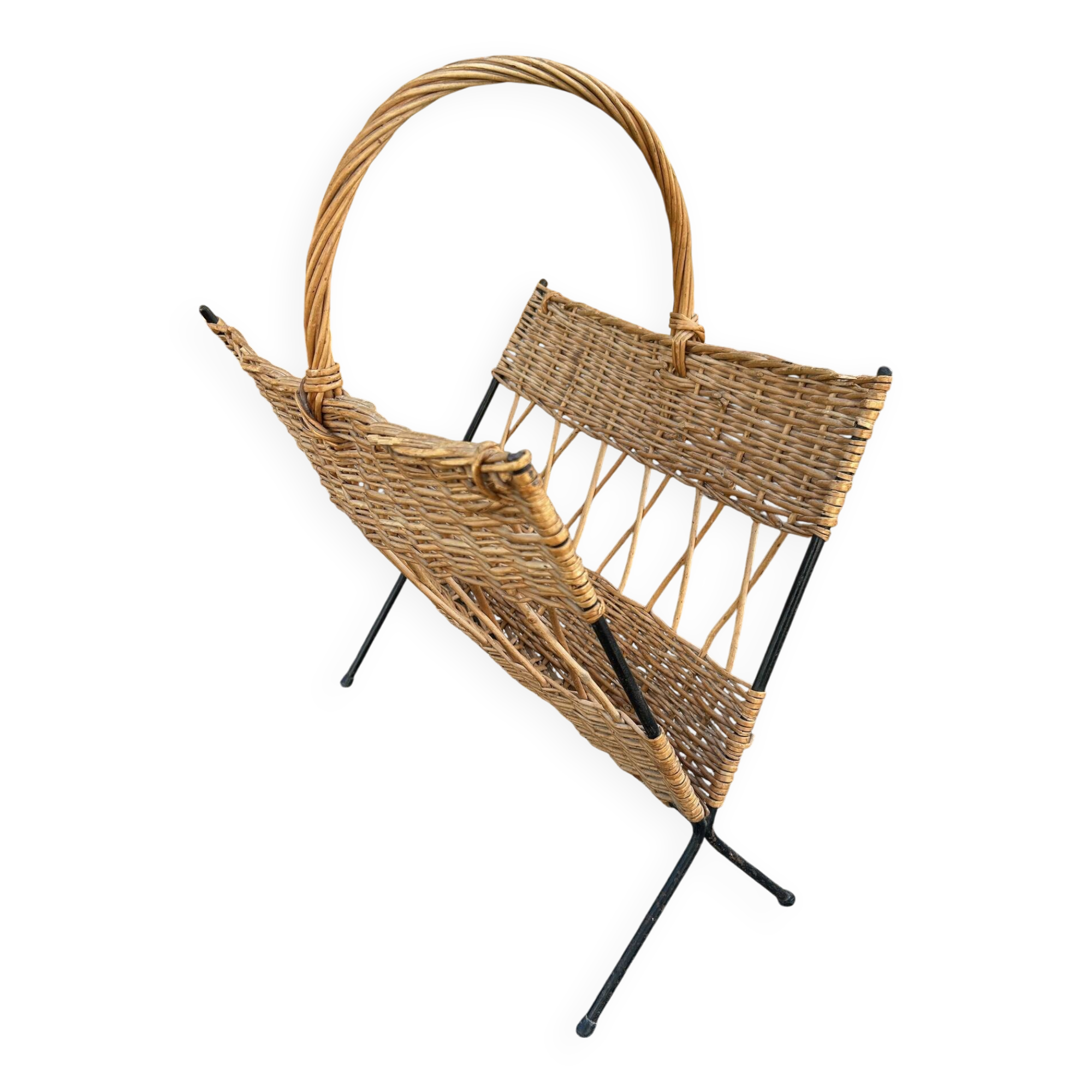 metal and rattan magazine rack