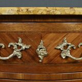 Small demi-lune jump commode in marquetry, transitional style between Louis XV and Louis XVI – early 20th century.