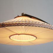Lampadaire des années 1950 en laiton avec abat-jour plisée