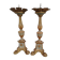 Pair of antique candlesticks in carved wood with acanthus leaf decoration
