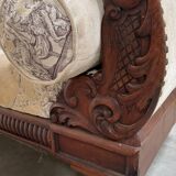 Mahogany wood/fabric bench circa 1900