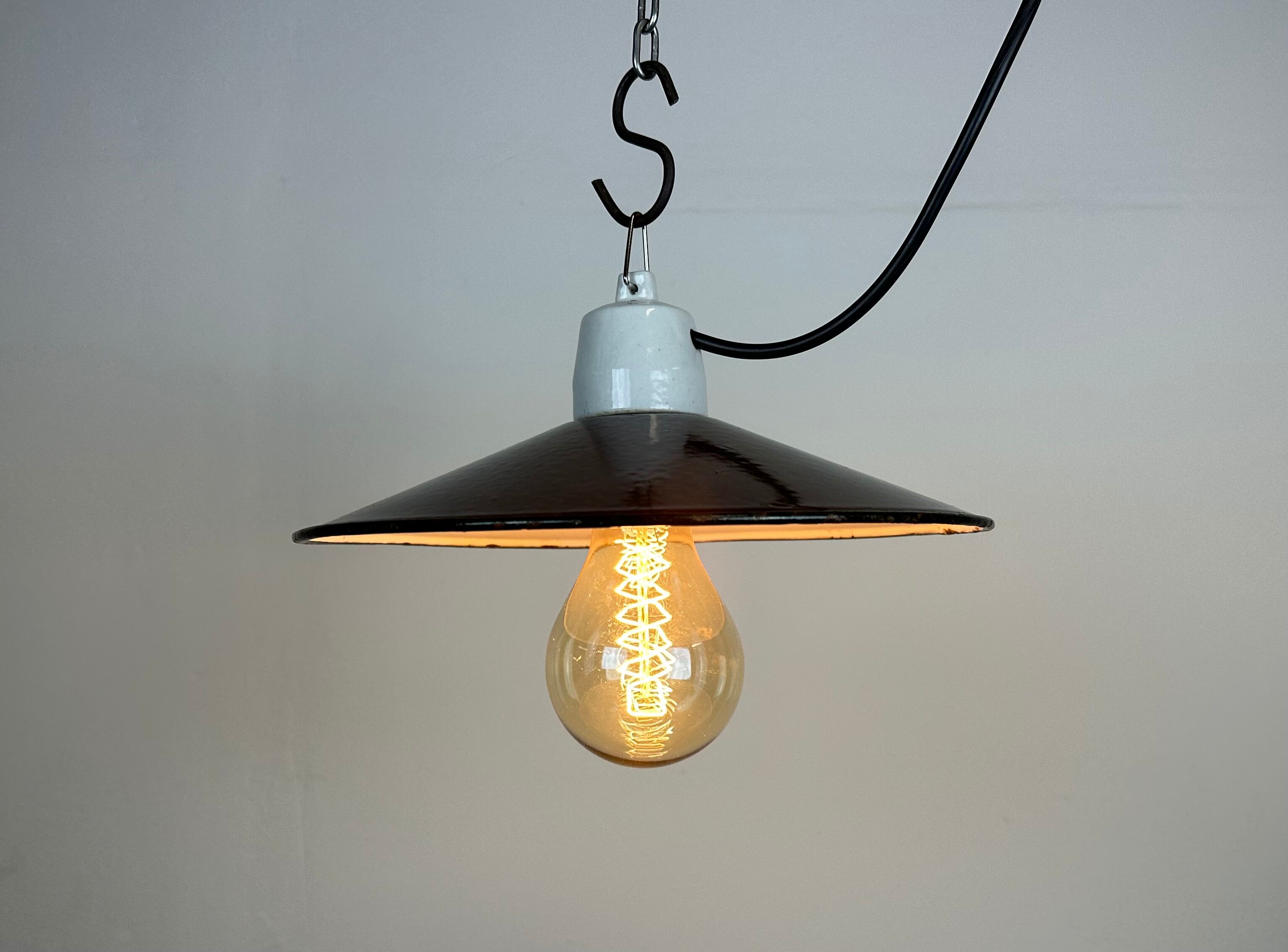 Industrial Red Enamel Pendant Light, 1970s