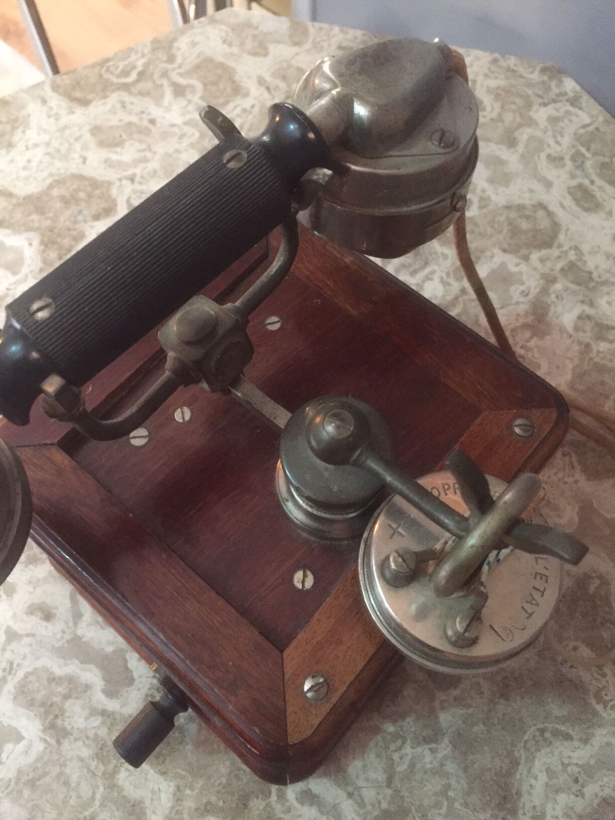 Old phone for 30 years in wood and metal
