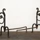 Brutalist wrought iron andirons, Italy, 1970s, set of 2.