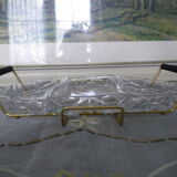 Aperitif servant, sauce, with 3 glass ravines and gold metal support - Design - 60s